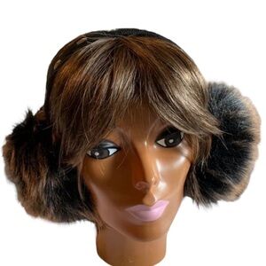 Brown Faux Fur Earmuffs with Black Studded Band